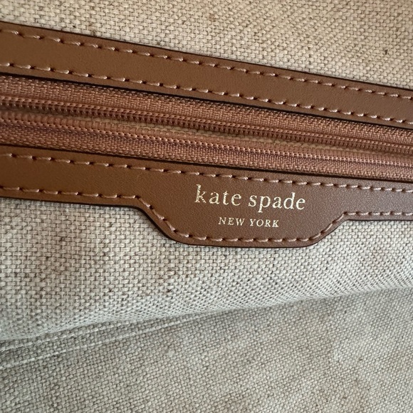 Kate Spade Straw Tote with Green Leaf Design - Picture 6 of 6